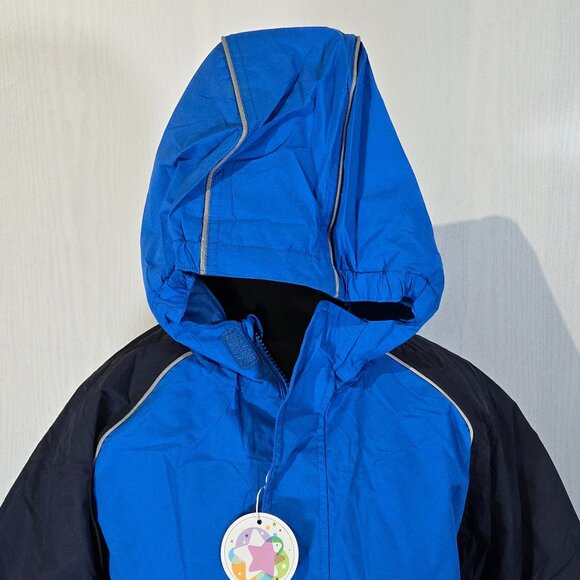 NWT  Boy's Blue Navy Rain Snow Ski Jacket Coat Reflective Hood - Size 12 - Picture 3 of 5